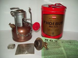 ORIGINAL VTG GASOLINE PHOEBUS CAMP STOVE NO 625 NEVER USED MADE IN AUSTRIA