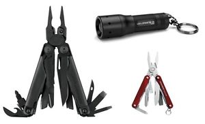 Leatherman Surge Black Multitool + LED Lenser K3 + Leatherman Squirt PS4 Red