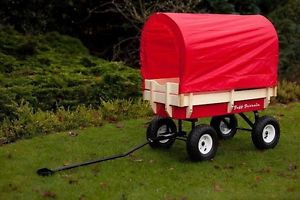 Pull along wagon cart Retro flyer + cover + chair festival red trailer kart