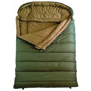 Large Sleeping Bag Camping  Mammoth Queen Family Huge Flannel Lined  Olive Green