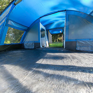 skandika Lovund 6 Man Family Tent Sun Canopy Large Windows Steel Poles Blue New