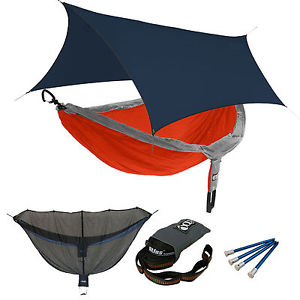 ENO OneLink DoubleNest w/ Insect Shield Camping Hammock Sleep System Orange/Grey