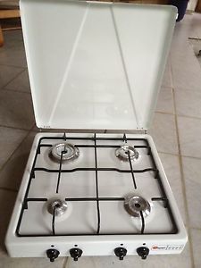 Parker Gaskocher Camping Haushalts Kocher 4 flammig weiss mit schwarzem Topfrost