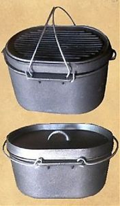 Cast Iron Oval Roaster Gray Roaster Dutch Oven Roaster Cast Iron Campfire 10 QT