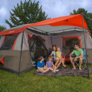 Ozark Trail 12 Person 3 Room L-Shaped Instant Cabin Tent Lake Vacation Beach Fun