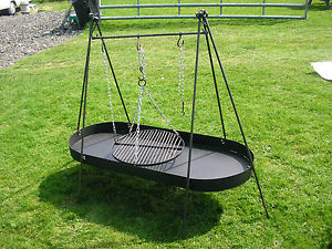 Double Sized Firepan and Tripods for Camp Cooking/Barbeques bushcraft