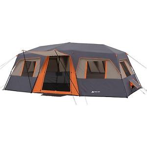 NEW Ozark Trail 12 Person 3 Room Instant Cabin Tent, Orange