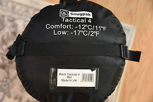 Snugpak Tactical 4 Comfort temperature: 11 F Low temperature: 2 F"  MADE IN UK
