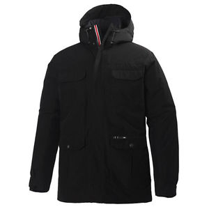Helly Hansen Herren Stadt- Isoliert Wasserfest Kapuzen Parka Jacke Schwarz