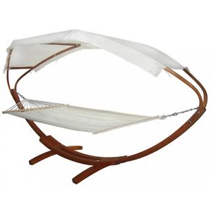 XXL HÄNGEMATTE + VOLLDACH GESTELL HOLZ HÄNGEMATTENGESTELL SONNENLIEGE 40124 #S