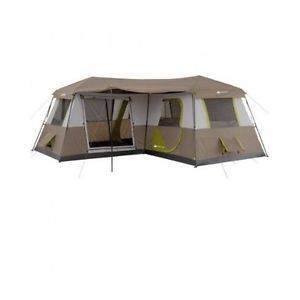 New Large Family Tent GREEN TRIM 12 Person 3 Room Cabin Shelter Camping Hunting