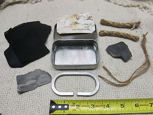 1 Lot of 25 English Flint and Steel Fire Starter Sets with Hinged Tin, Firesteel