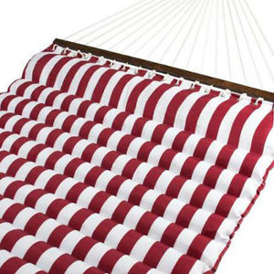 Double Two Person Pillow Top Extra Comfort Red White Stripe Hammock polyester