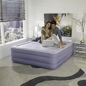 Queen size mattress air bed pillow inflatable camping electric deluxe rest new