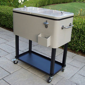 Cooler Cart Premium Steel 20 gal Locking Wheels 1" Insulation FREE SHIPPING