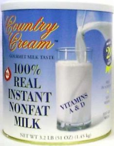 Country Cream 100% Real Instant Nonfat Milk, case of six #10 cans