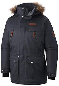COLUMBIA Men’s Barlow Pass 550 TurboDown Jacket XL Black/Blue