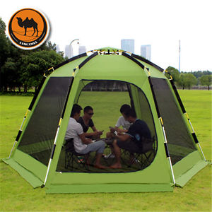 Outdoor Hiking Camping Hexagonal Netting Double layer Sports Tent 6-10Person