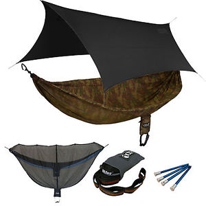 ENO SingleNest OneLink Sleep System - CamoNest Camo Hammock With Black Profly