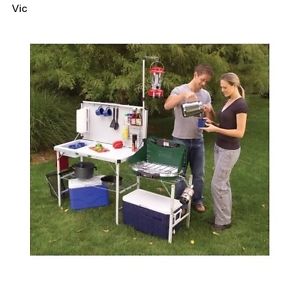 Coleman Camp Kitchen Table Camping Outdoor Portable Sink Cooking Packaway Foldin