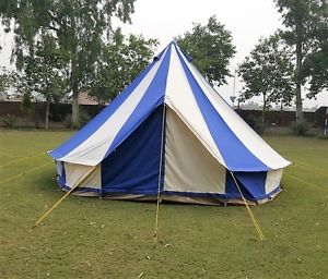 5m Metre GlampTex 500- Ultimate Blue and Cream Bell tent- Zipped-in- Groundsheet