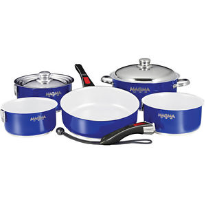 Magma 10-Piece Gourmet "Nesting" Cobalt Blue Cookware Set w/Ceramica&reg; Non-S