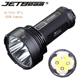 Jetbeam T6 LED Flashlight 4x Cree XP-L 4350lm Searchlight 750m use 4x 18650