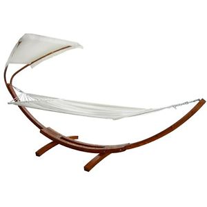 XXL HÄNGEMATTE + HALBDACH GESTELL HOLZ HÄNGEMATTENGESTELL SONNENLIEGE 40123#S