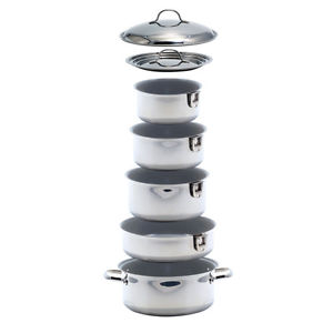 Kuuma 10-Piece Ceramic Nesting Cookware Set - Stainless Steel w/Non-Stick Coati