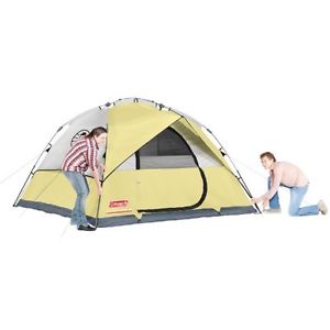 3 Person Tent Yellow Coleman Camping Outdoor Instant Dome Camp Outdoors
