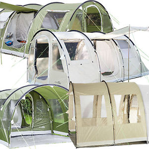 skandika Gotland Tunnel Tents 4-6 Person Canopy Green & Sand Sewn-in Floor New
