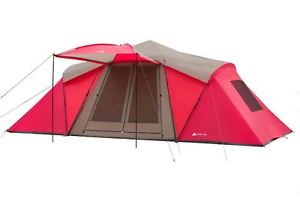 Ozark Trail 12 Person 3 Room Hybrid Instant Family Camping Shelter Tent, Awning