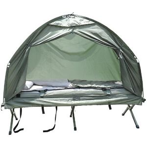 Camping Cot Tent Elevated Pop Up Air Mattress Sleeping Bag Folding Bed 1 Person