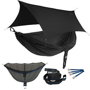 ENO DoubleNest OneLink Sleep System - Black/Black Hammock With Black Profly