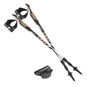 PAIR LEKI Traveller Carbon Nordic Packable (52cms!) Power Walking Poles