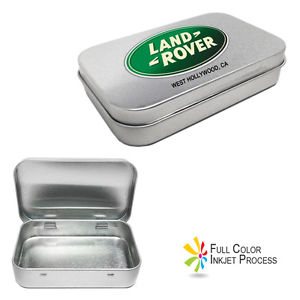 Lot of 100 with CUSTOM LOGO Silver Tin Storage Survival Container