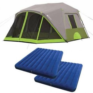 9 Person Instant Cabin Tent 2 Bonus Queen Airbeds Pop Up Tents Air Beds Bundle