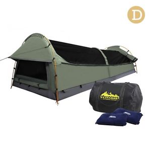Double Camping Canvas Swag Tent Celadon w/ Air Pillow