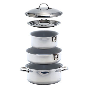 Kuuma 7-Piece Ceramic Nesting Cookware Set - Stainless Steel w/Non-Stick Coatin