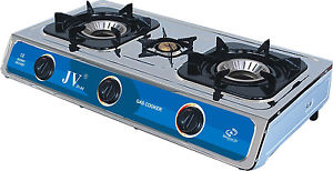 Edelstahl Camping Gaskocher 3-flammig Turboflamme 8-10 kW 30 - 50 mbar