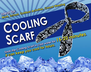 100 x NEW! NECK COOLING SCARF / WRAP - KEEP YOU COOL - BLUE 90cm x 5.5cm
