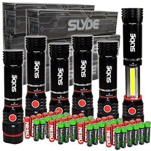 6 Pack Nebo Slyde 250 Lumen LED Flashlight/Worklight 6156 And 24 X EdisonBright