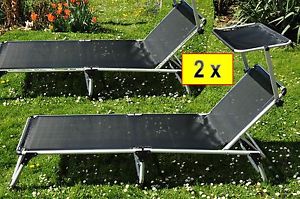 Liege, 2 Stück Gartenliegen, Relaxliege - extrem bequem, mit Sonnendach, klappba