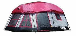 7 ft Red Grey 8 person 3 Room Family Outdoor Hiking Instant Camping Cabin Tent