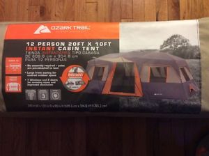 NEW Ozark Trail Deluxe 12-Person 3-Room Instant Easy Pop-up Setup Cabin Tent NEW