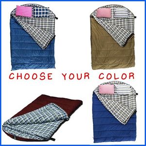 2 Person Large 65 x 90 Double Sleeping Bag -25 Degree Camping Hiking Outdoor Bed