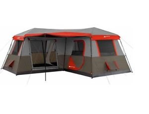 Ozark Trail 12 Person 3 Room L-Shaped Instant Cabin Tent Outdoor Camping Gear