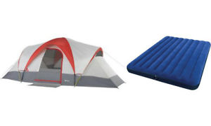 Tents 9 Person Camping Tent Dome Cabin Family Outdoor Shelter w 2 Queen Airbeds