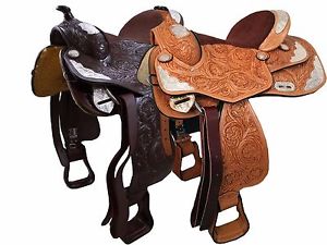 NEW LATEST WESTERN ECO LEATHER SHOW SADDLE 16'' WITH GIRTH AND ACESSORIES