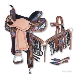 16 Inch Silver Royal-Delilah-5 Piece Western Saddle Package-Crystals-Feathers